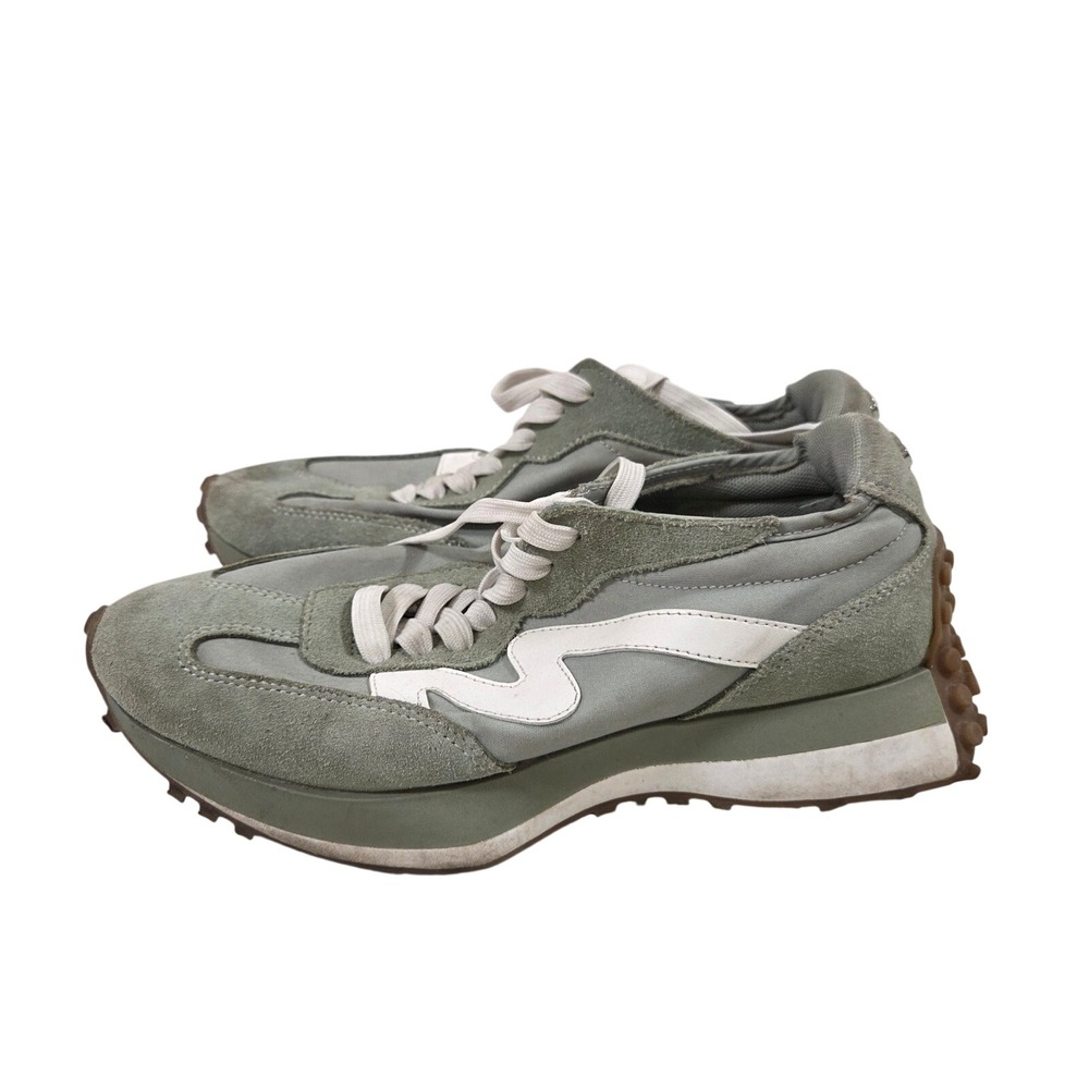 Steve Madden Campo Sage Green Suede Leather Platform Sneakers CAMP08S1 Womens 8M